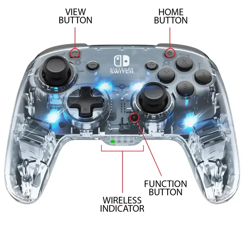 PDP Afterglow Black Transparent belaidis valdiklis Nintendo Switch, Switch Lite, Switch OLED