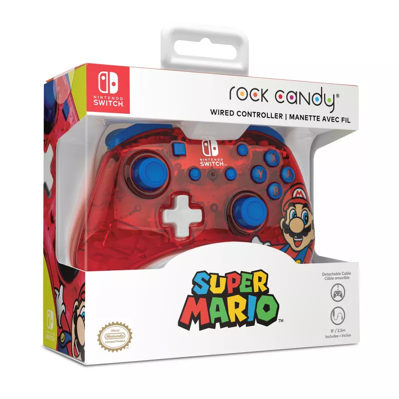 PDP Rock Candy: Mario Punch Raudonas, Peršviečiamas Laidinis Žaidimų Pultas Analoginis / Skaitmeninis Nintendo Switch, Nintendo Switch Lite, Nintendo Switch OLED