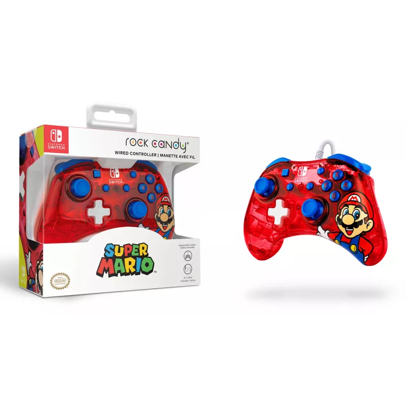 PDP Rock Candy: Mario Punch Raudonas, Peršviečiamas Laidinis Žaidimų Pultas Analoginis / Skaitmeninis Nintendo Switch, Nintendo Switch Lite, Nintendo Switch OLED