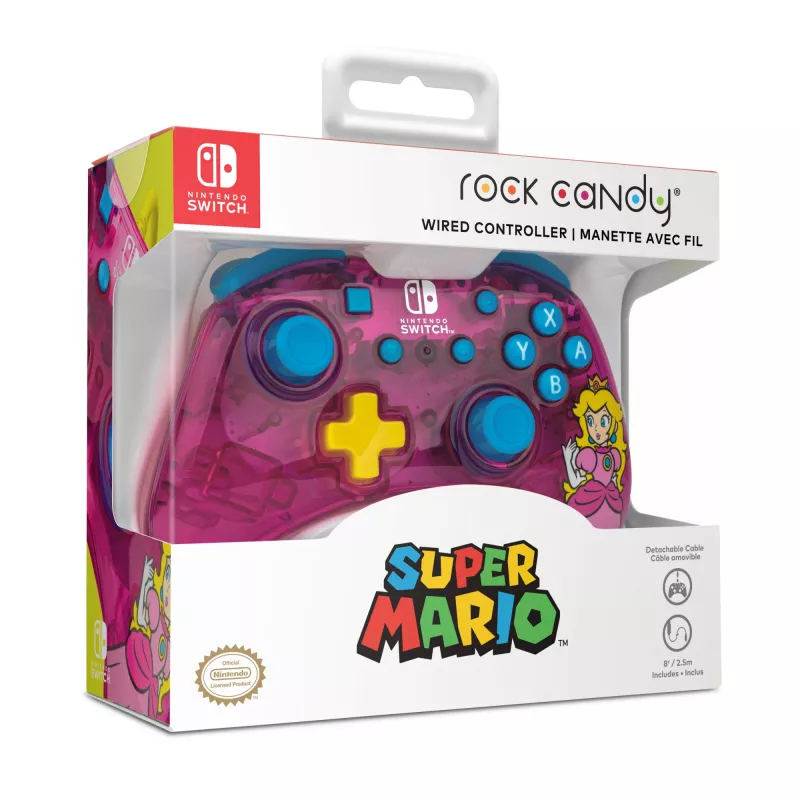 PDP Rock Candy: Bubblegum Peach, peršviečiamas USB žaidimų pultas, skirtas Nintendo Switch, Nintendo Switch Lite, Nintendo Switch OLED