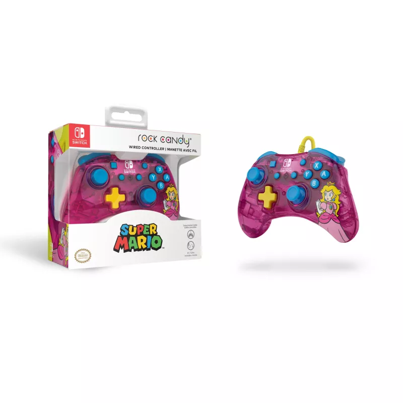 PDP Rock Candy: Bubblegum Peach, peršviečiamas USB žaidimų pultas, skirtas Nintendo Switch, Nintendo Switch Lite, Nintendo Switch OLED