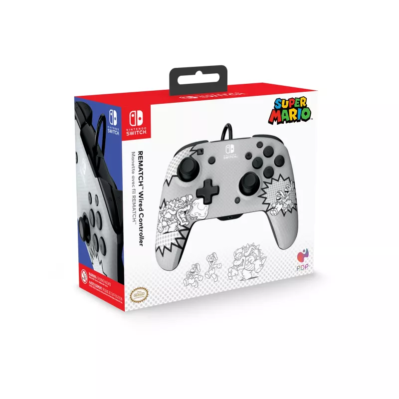 PDP REMATCH: Comic Attack Black, Grey, White laidinis valdiklis Nintendo Switch, Nintendo Switch OLED