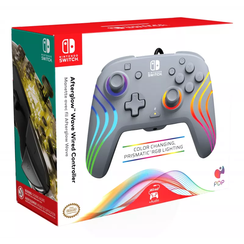 PDP Afterglow Wave Wired USB valdiklis pilkas Nintendo Switch, Nintendo Switch OLED
