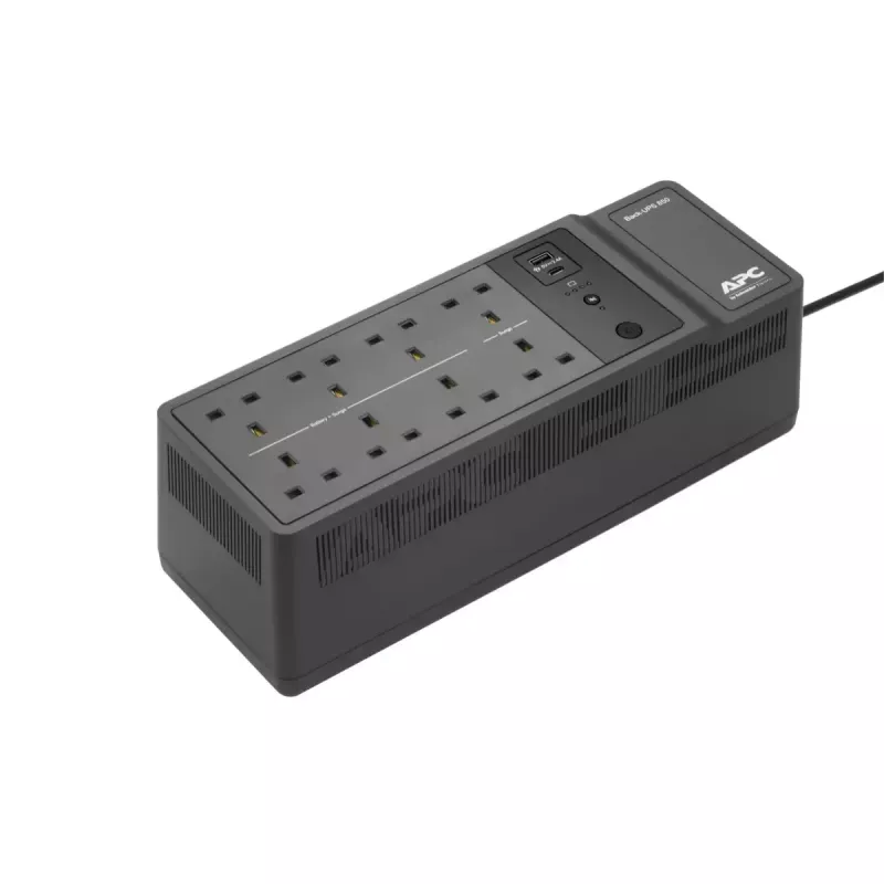 APC Back-UPS BE850G2-UK – 8x BS 1363 lizdai, 850VA, 2 USB įkrovikliai, 1 USB duomenų prievadas