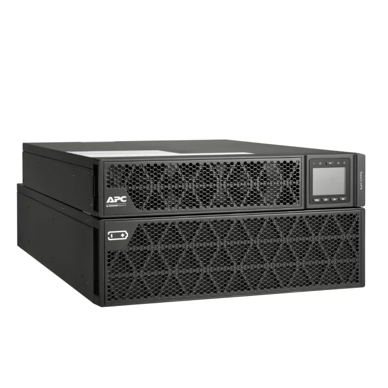 APC Smart-UPS On-Line, 8kVA/8kW, stelažinis/bokštinis, 230V, 2x IEC C13+1x IEC C19+Hard wire 3 laidai (H+N+E) išvadai, tinklo kortelė, be bėgių komplekto