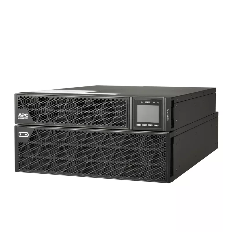 APC Smart-UPS On-Line, 8kVA/8kW, stelažinis/bokštinis, 230V, 2x IEC C13+1x IEC C19+Hard wire 3 laidai (H+N+E) išvadai, tinklo kortelė, be bėgių komplekto