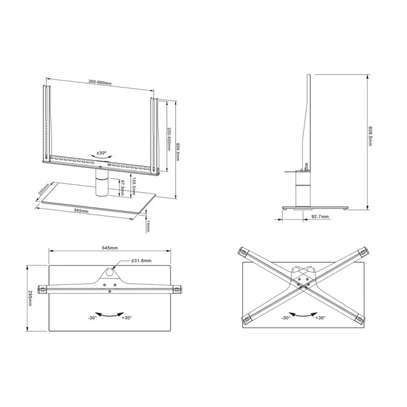 Stalinis stovas Multibrackets M VESA Turn Black Large MAX 600x400