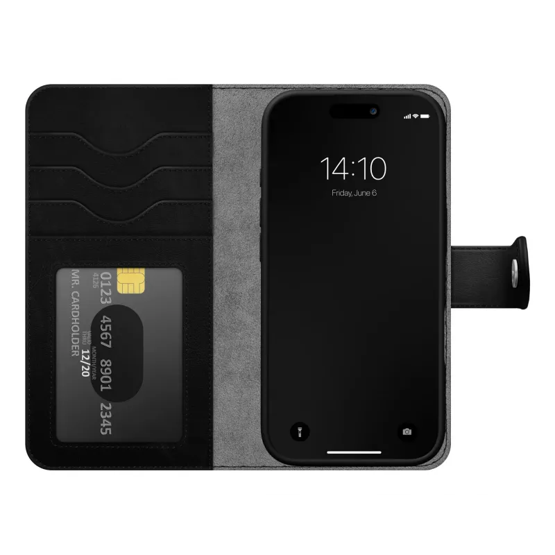 iDeal of Sweden Magnet Wallet+ MagSafe iPhone 17 Pro Black dėklas su pinigine