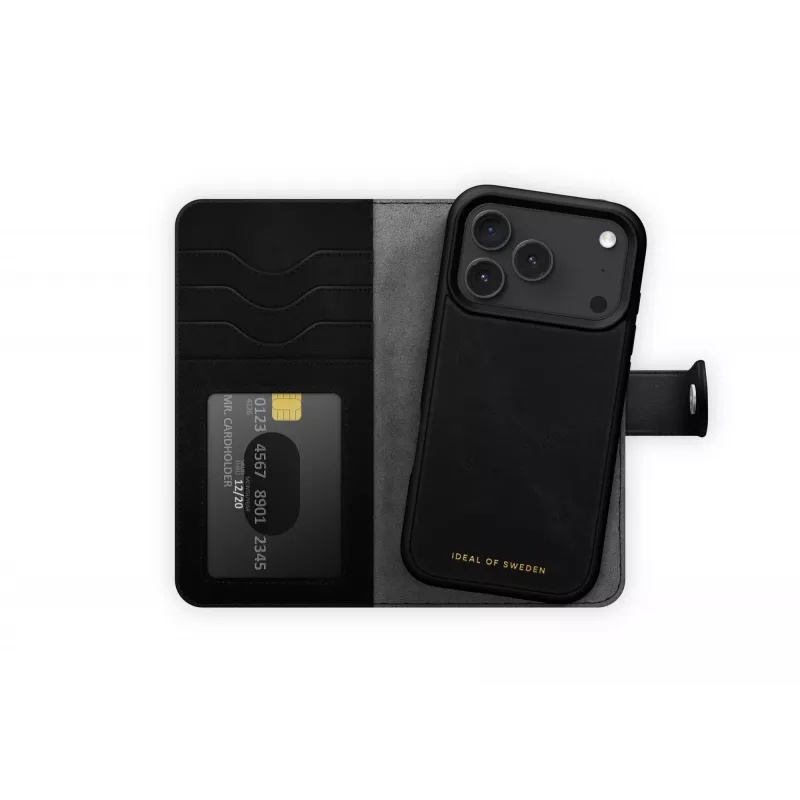 iDeal of Sweden Magnet Wallet+ MagSafe iPhone 17 Pro Black dėklas su pinigine
