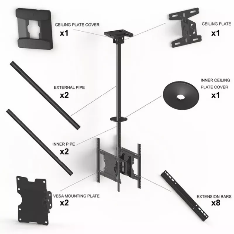 Lubinis laikiklis Multibrackets M Public Medium Back to Back Black 3000