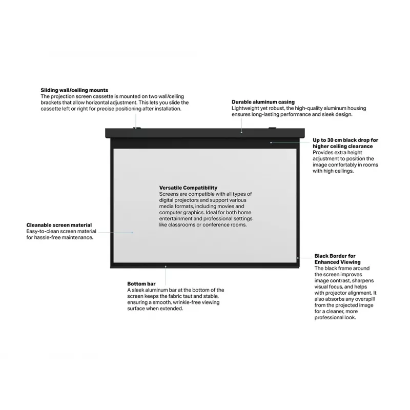 Motorizuotas projektorinis ekranas MULTIBRACKETS M 16:10 135 colių — matinis baltas paviršius, matomas plotis 2,91 m