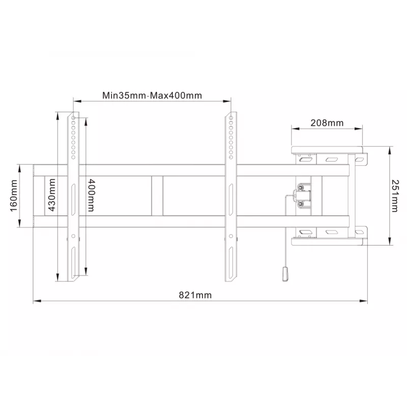 Pasukama rankena MULTIBRACKETS M Universal 180° – 26–47 colių ekranams, VESA iki 400x400, max 25 kg, juoda