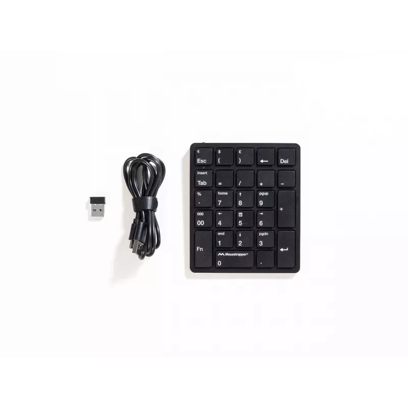 Mousetrapper NumPad belaidė RF skaitmeninė klaviatūra, 26 klavišai, juoda, 0,1 kg