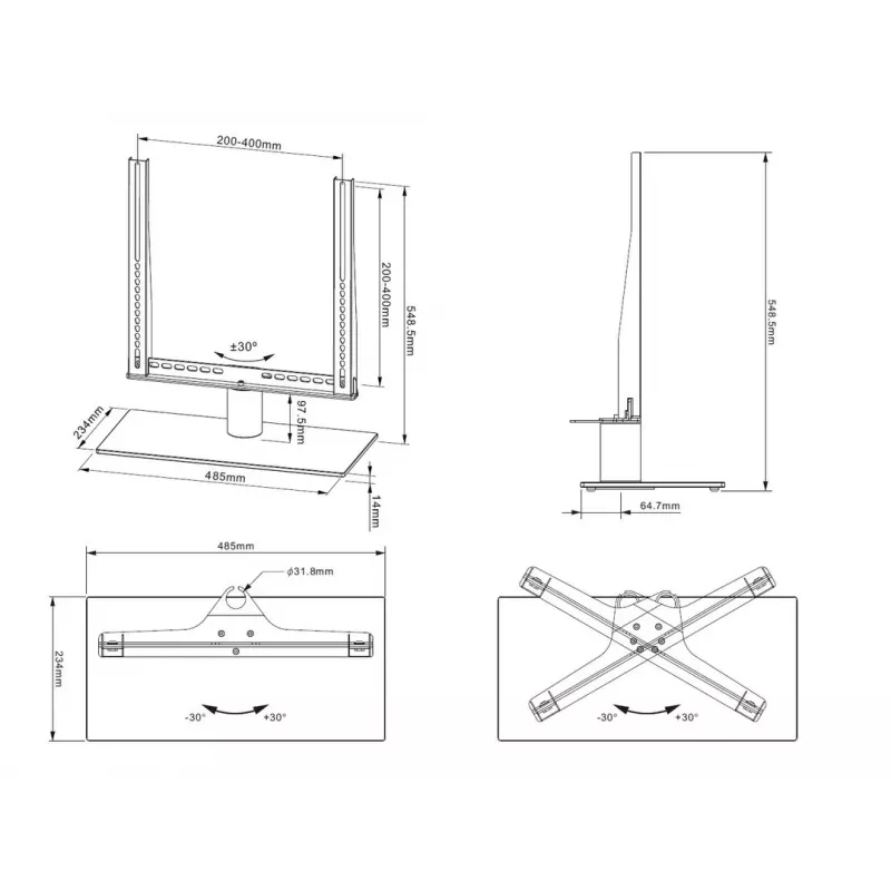 Stalo stovas Multibrackets M VESA Tablestand Turn Black Medium MAX 400x400