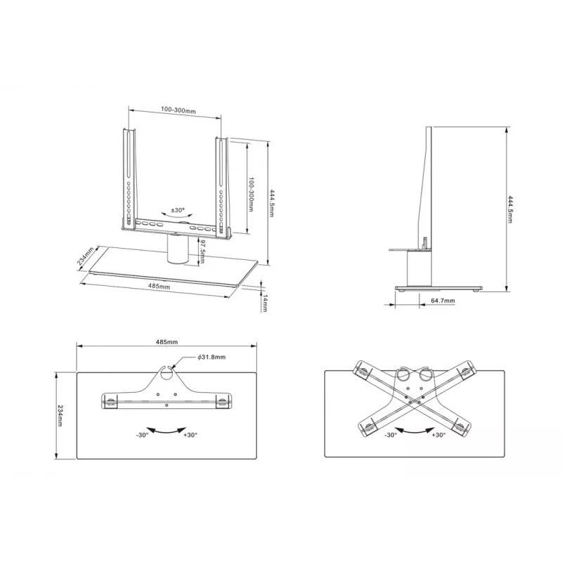 Multibrackets M VESA stalinis stovas su pasukimu Small MAX 300x300 juodas