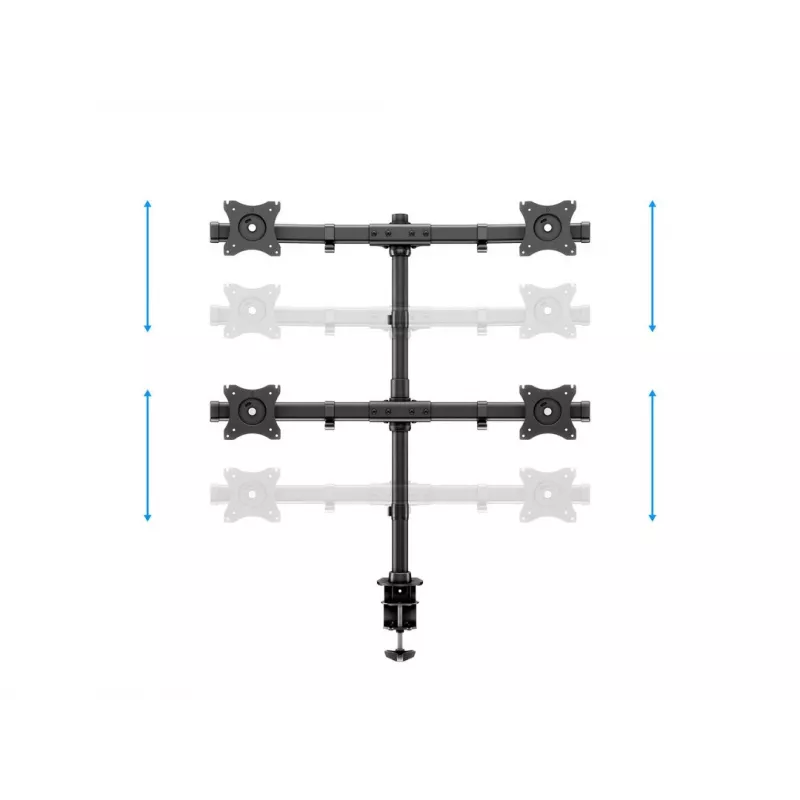 Multibrackets M Deskmount Basic Quad laikiklis, spaustuvas/varžtinis, 32 kg, 38,1 cm (15 col.), 68,6 cm (27 col.), 100 x 100 mm, juodas