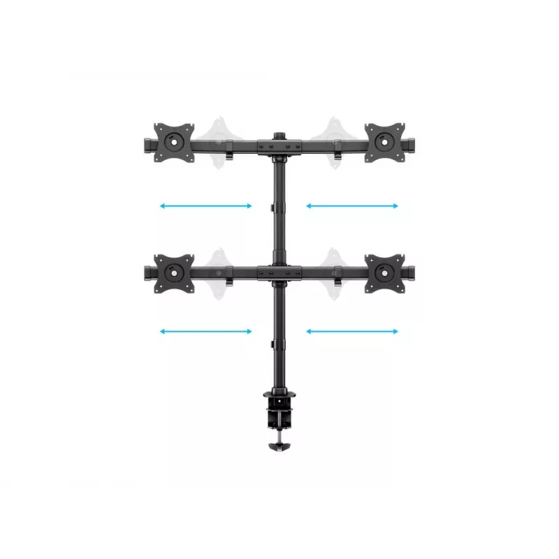 Multibrackets M Deskmount Basic Quad laikiklis, spaustuvas/varžtinis, 32 kg, 38,1 cm (15 col.), 68,6 cm (27 col.), 100 x 100 mm, juodas