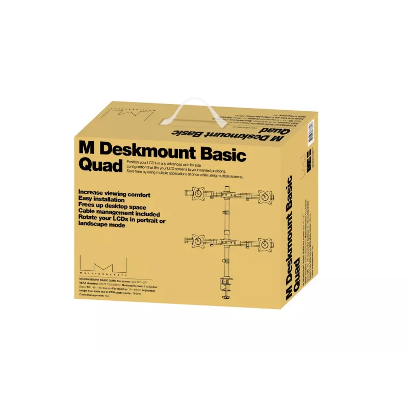 Multibrackets M Deskmount Basic Quad laikiklis, spaustuvas/varžtinis, 32 kg, 38,1 cm (15 col.), 68,6 cm (27 col.), 100 x 100 mm, juodas