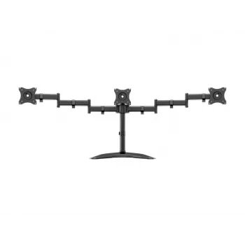 Stalinis monitorių stovas MULTIBRACKETS M Deskstand Basic Triple — 3 monitoriams, VESA 75x75–100x100, iki 24 kg, 15–27 colių, juodas
