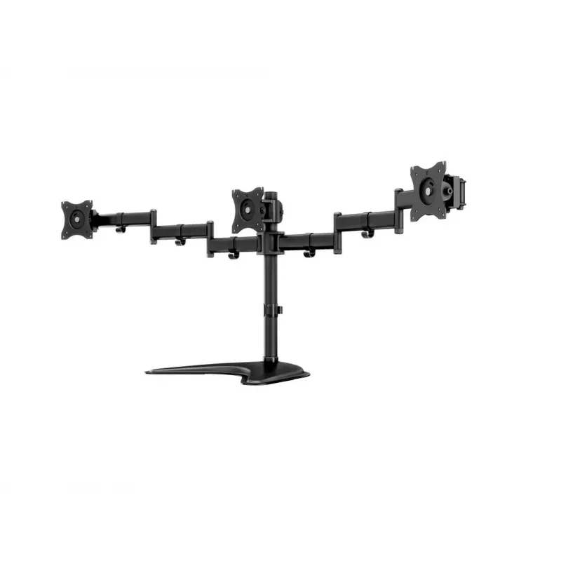 Stalinis monitorių stovas MULTIBRACKETS M Deskstand Basic Triple — 3 monitoriams, VESA 75x75–100x100, iki 24 kg, 15–27 colių, juodas