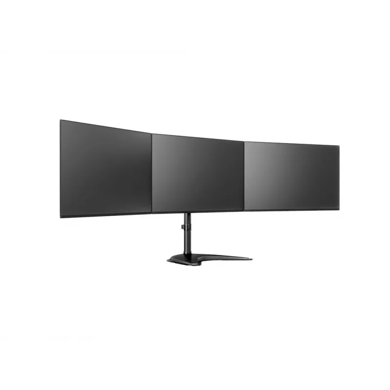 Stalinis monitorių stovas MULTIBRACKETS M Deskstand Basic Triple — 3 monitoriams, VESA 75x75–100x100, iki 24 kg, 15–27 colių, juodas