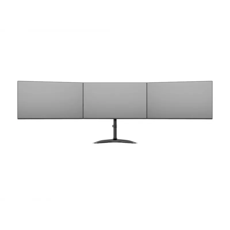 Stalinis monitorių stovas MULTIBRACKETS M Deskstand Basic Triple — 3 monitoriams, VESA 75x75–100x100, iki 24 kg, 15–27 colių, juodas