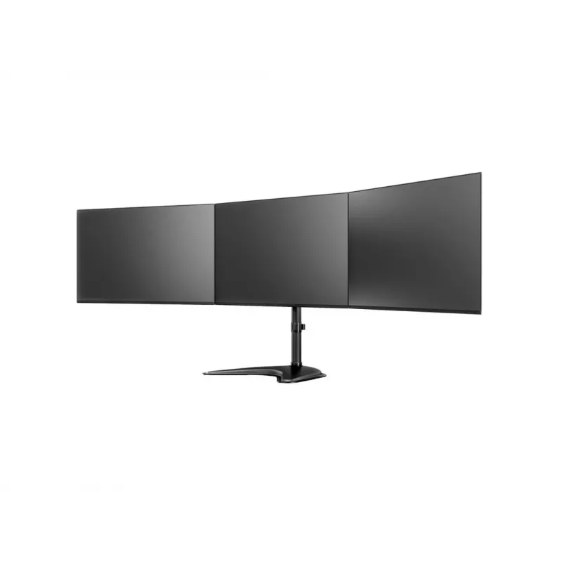 Stalinis monitorių stovas MULTIBRACKETS M Deskstand Basic Triple — 3 monitoriams, VESA 75x75–100x100, iki 24 kg, 15–27 colių, juodas