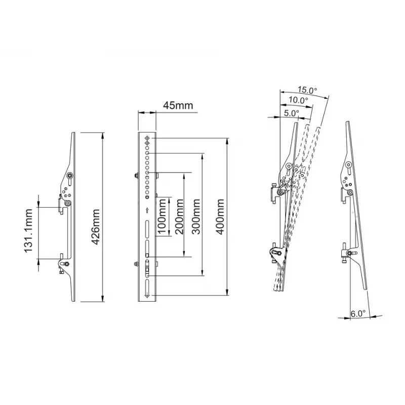 Plokščiojo ekrano tvirtinimo rankena MULTIBRACKETS M Pro Series Tilt Arms 400mm, juoda, aliuminis/plienas, 2 vnt.
