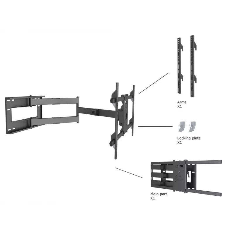 Multibrackets M Universal Long Reach Arm 1010mm HD Single 40kg 42-75 coliai