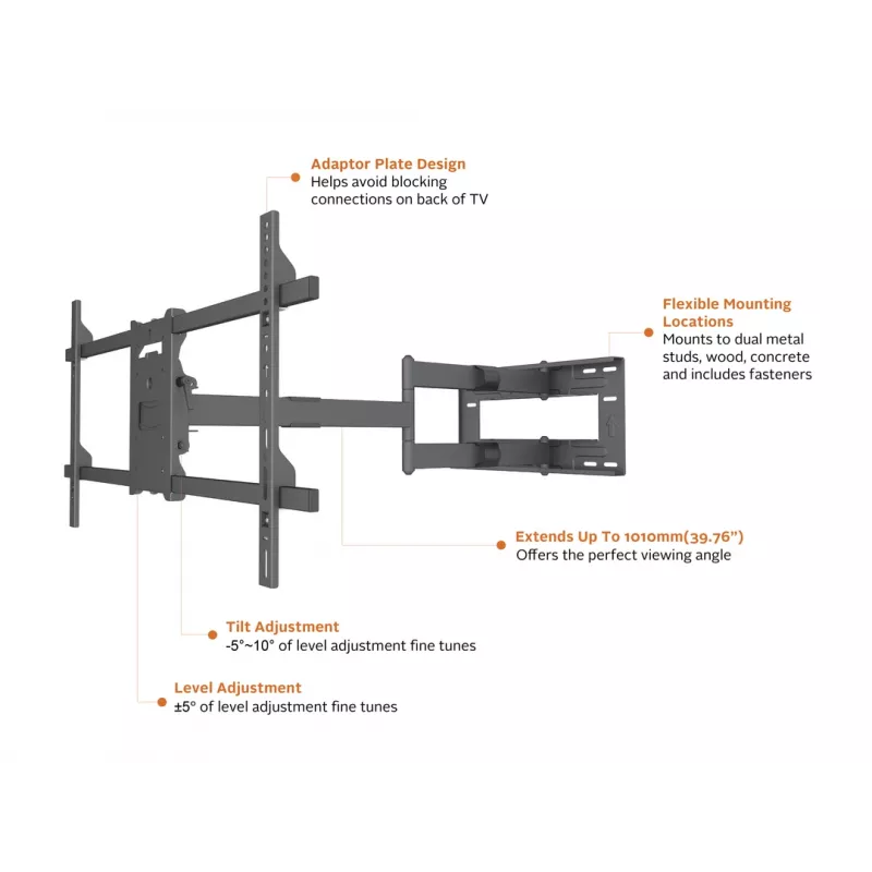 Multibrackets M Universal Long Reach Arm 1010mm HD Single 40kg 42-75 coliai