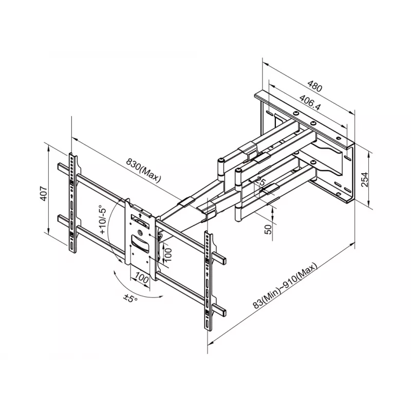 Laikiklis Multibrackets M Universal Long Reach Arm 910mm HD, Dual