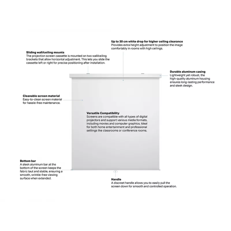 Multibrackets M 1:1 rankinis projektoriaus ekranas 240x240, 135 colių White Edition