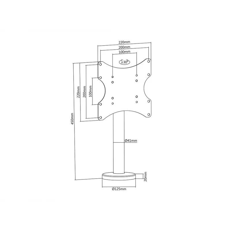 Multibrackets M VESA Bolt Down TV laikiklis pasukamas 200 MAX 30 kg 23-43 col.
