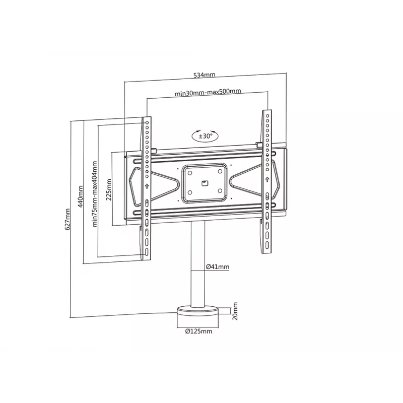 Multibrackets M VESA Bolt Down TV laikiklis ant stalo, pasukamas 400 MAX 30 kg 23-55 col.