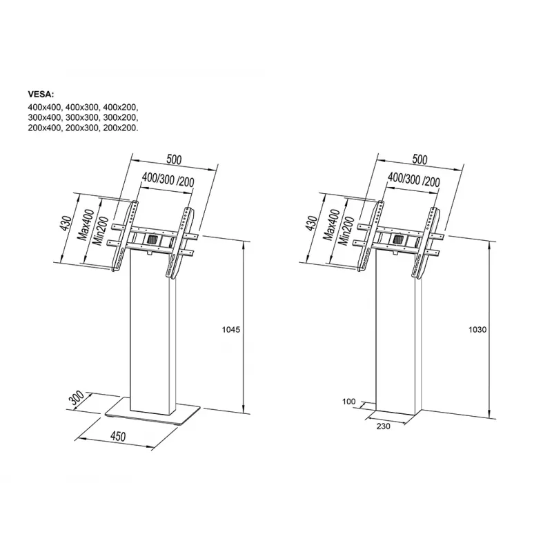 Multibrackets M Pro Series Kiosk Juoda 15-32 col. 20 kg 75x75-400x400