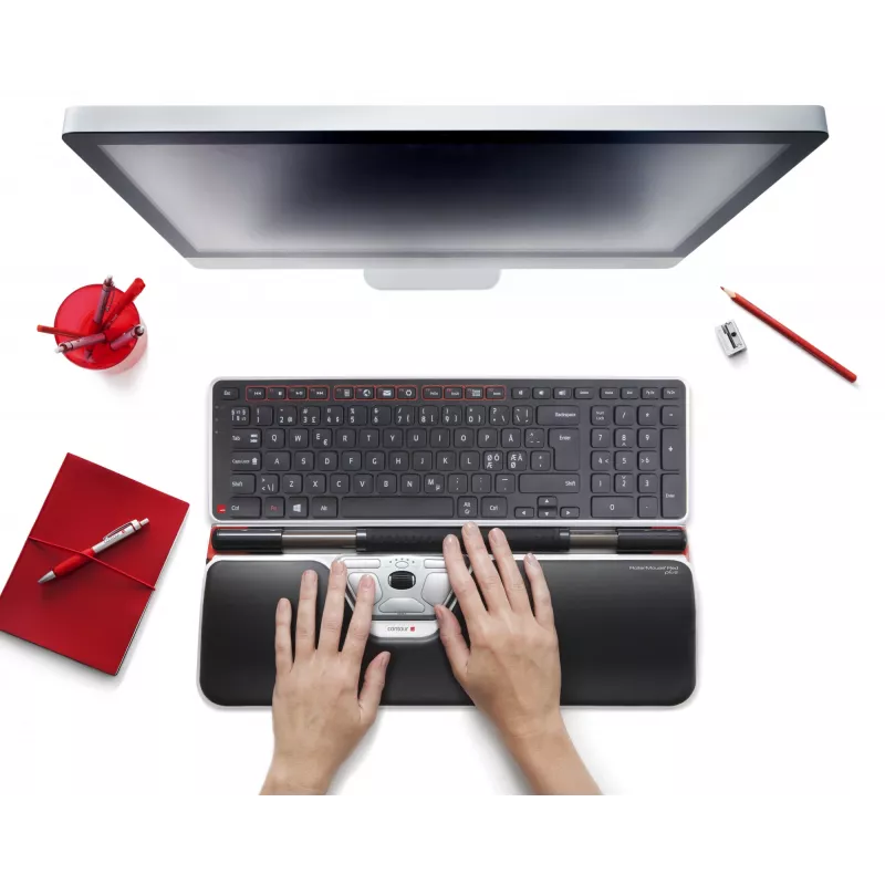 Contour Design RollerMouse Red Plus + Balance Wired, pilno dydžio (100%), laidinis, USB, QWERTY, juoda, pelė įtraukta