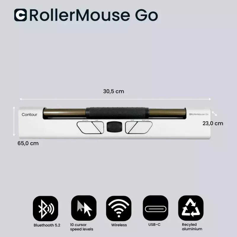Pelė Contour Design RollerMouse Go RF belaidė Bluetooth USB Type-A