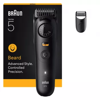 BRAUN BeardTrimmer 5 BT5500 barzdaskutė, akumuliatorinė, 20 mm, šlapiam ir sausam kirpimui, juoda