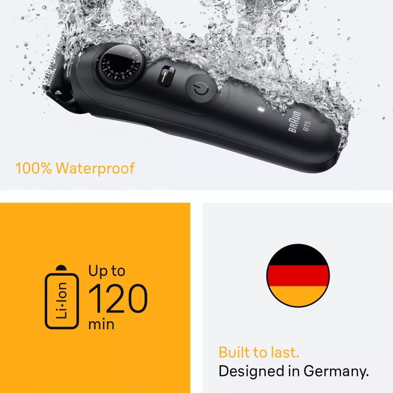 BRAUN BeardTrimmer 5 BT5500 barzdaskutė, akumuliatorinė, 20 mm, šlapiam ir sausam kirpimui, juoda