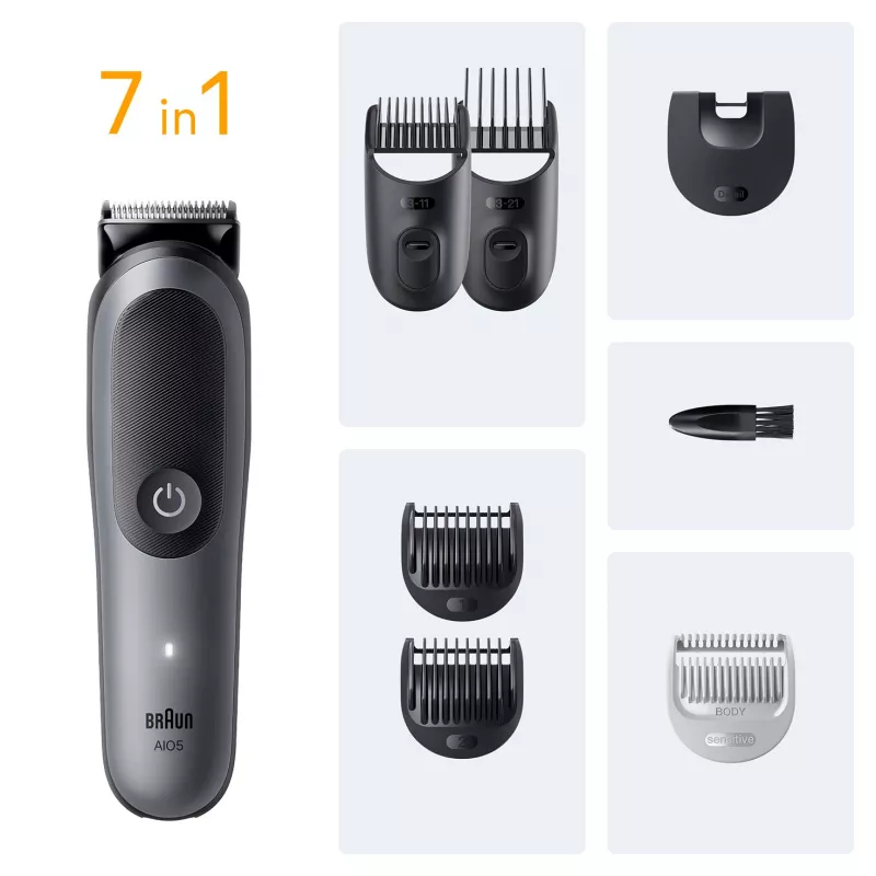Braun AIO5520 plaukų kirpimo mašinėlė / barzdaskutė, juoda, pilka, 14 Li-Ion