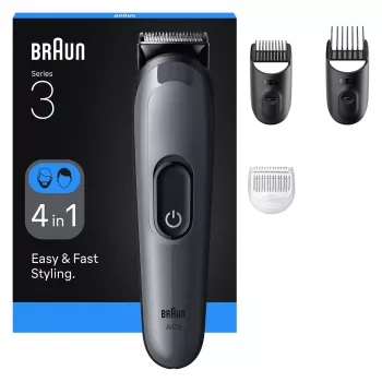 Braun AIO3500 kirpimo mašinėlė barzdai ir plaukams, juoda, pilka, 14 ilgio nustatymų, NiMH