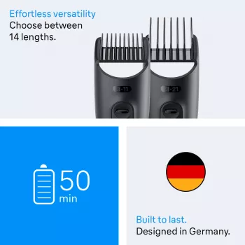 Braun AIO3500 kirpimo mašinėlė barzdai ir plaukams, juoda, pilka, 14 ilgio nustatymų, NiMH
