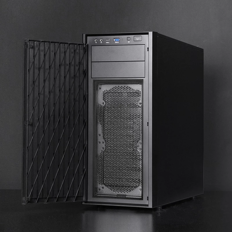 Korpusas CHIEFTEC BW-01B-OP Midi Tower ATX/ITX, palaiko 6×3,5 col. + 4×2,5 col., 2×5,25 col., galinis 1×120 mm, SGCC, juodas, 200×510×465 mm