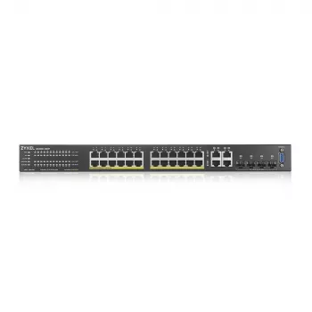 Zyxel GS2220-28HP-EU0101F valdomas L2 Gigabit Ethernet komutatorius su PoE (24 prievadai, 180 W, juodas)