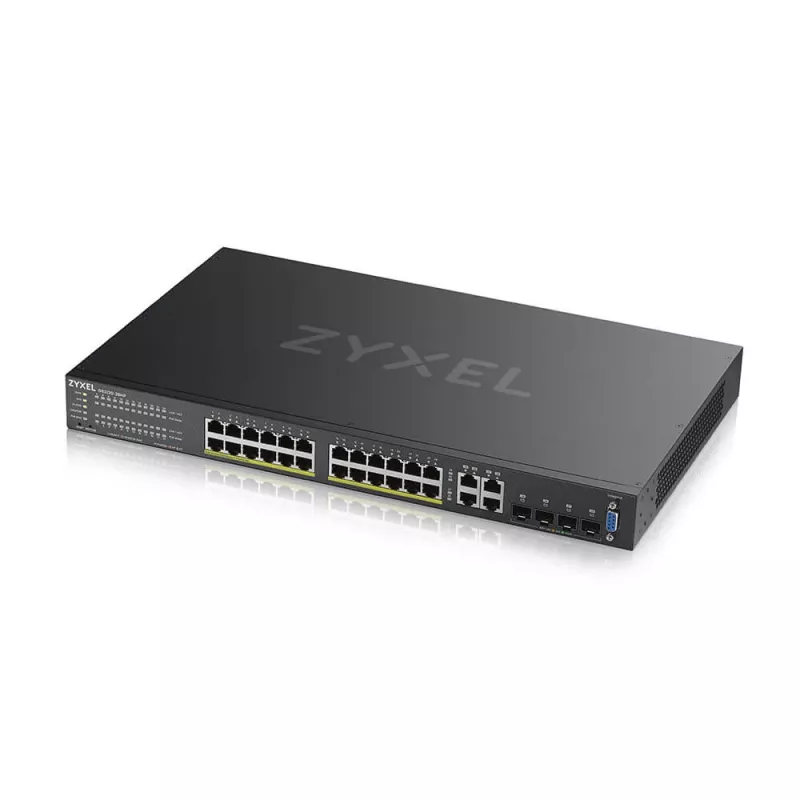 Zyxel GS2220-28HP-EU0101F valdomas L2 Gigabit Ethernet komutatorius su PoE (24 prievadai, 180 W, juodas)