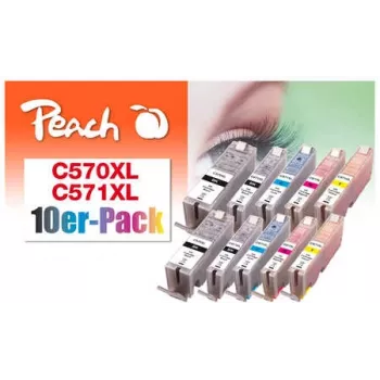 Kasetė rašalinė Peach 0F319980 10 vnt. Juoda, Žydra, Purpurinė, Foto juoda, Geltona