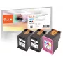 Peach PI300-1046 kasetė, 3 vnt., suderinama, standartinės talpos, juoda, žydra, purpurinė, geltona