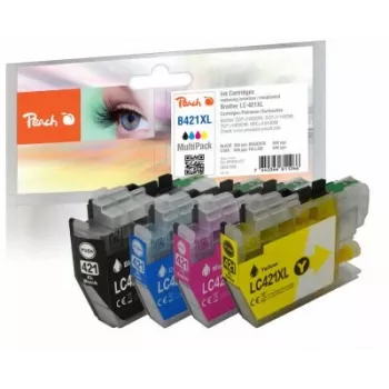 Peach PI500-377 rašalo kasetė 4 vnt. Originalios didelės talpos juoda, žydra, raudona, geltona