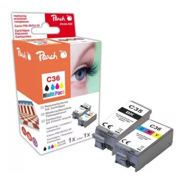 Peach PI100-433 rašalo kasetė 2 vnt. Suderinama Juoda, Žydra, Purpurinė, Geltona