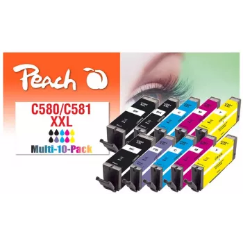 Peach PI100-437 kasetė 10 vnt. Suderinama Super didelės talpos juoda, žydra, rausvai raudona, foto mėlyna, geltona
